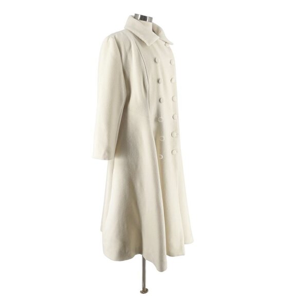 NWT Sofia Tsereteli Redingote Fit Flare Coat Virgin Wool Cashmere Ivory 16/18 - Picture 3 of 14
